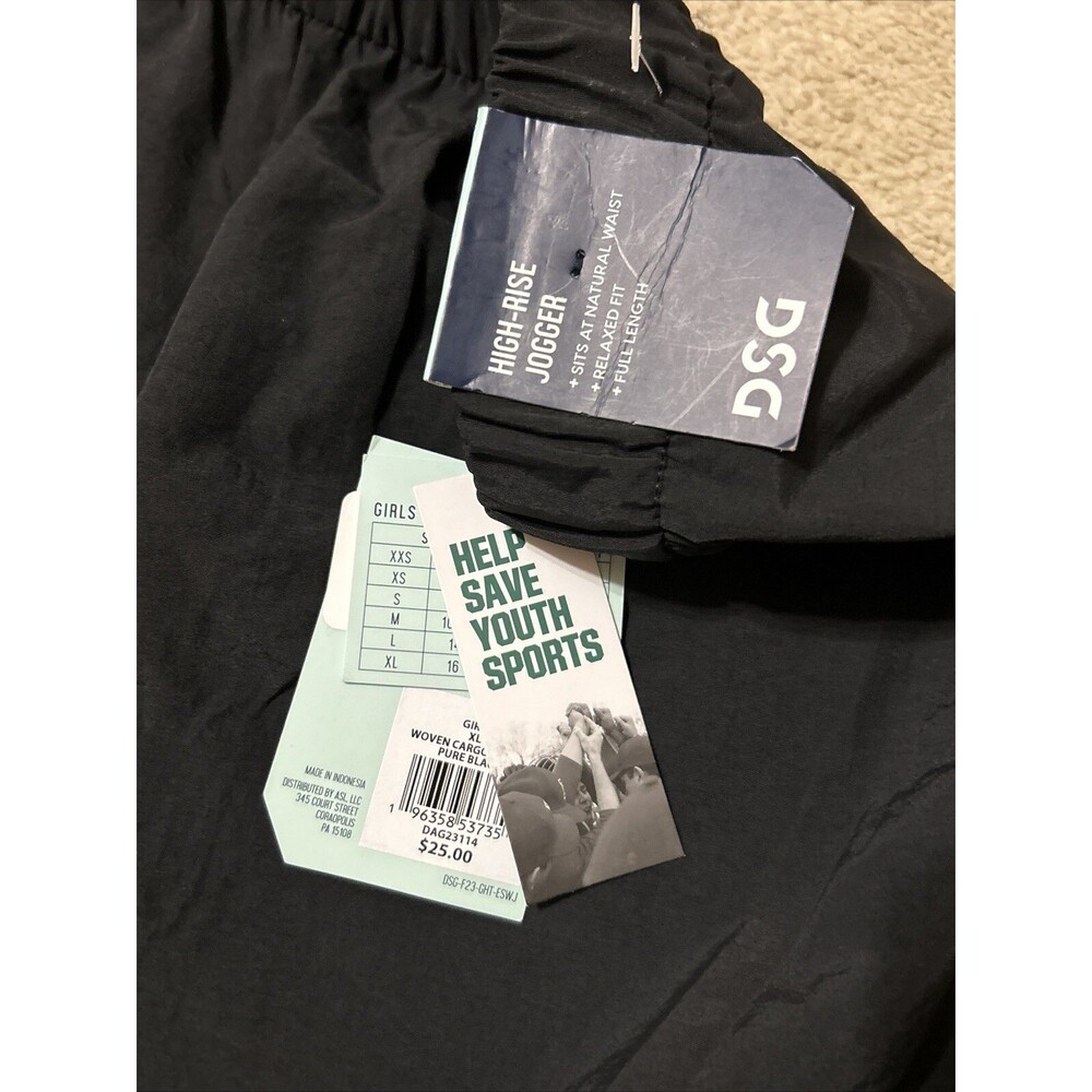 DSG Girls Black Jogger Size XL(16), High-Rise, Relaxed Fit, Full Length, Pockets - Picture 3 of 9